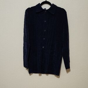 Denim&Co Blue Cardigan Sweater Classic Knit